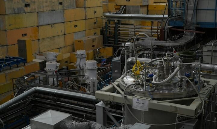 Advanced physics laboratory equipment illustrating quantum computing research