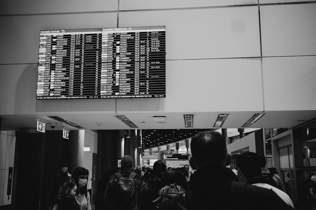Airport departure board during an air traffic control disruption