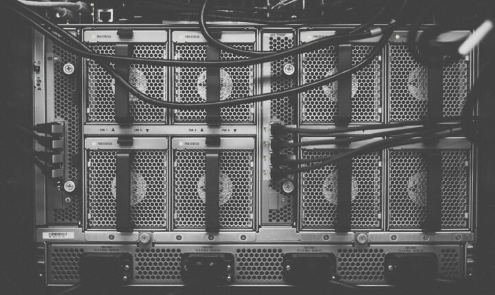 Close-up of electronic computing hardware illustrating Huawei Atlas 960 SuperPoD AI infrastructure