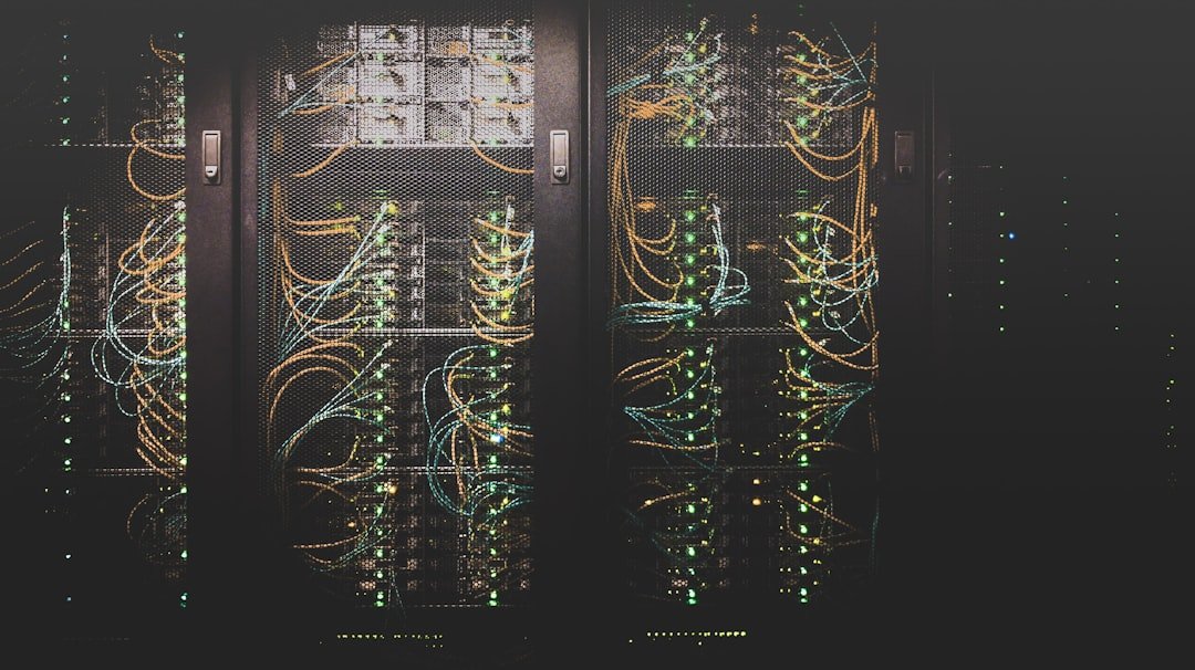 Network cabling inside a data centre, illustrating the computing infrastructure behind AI services