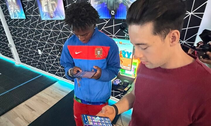 IShowSpeed playing FIFA Heroes at the ENVER office in New York in June 2026