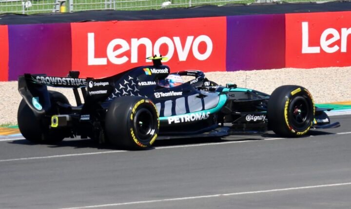 Kimi Antonelli driving the Mercedes W17 during practice at the 2026 Australian Grand Prix