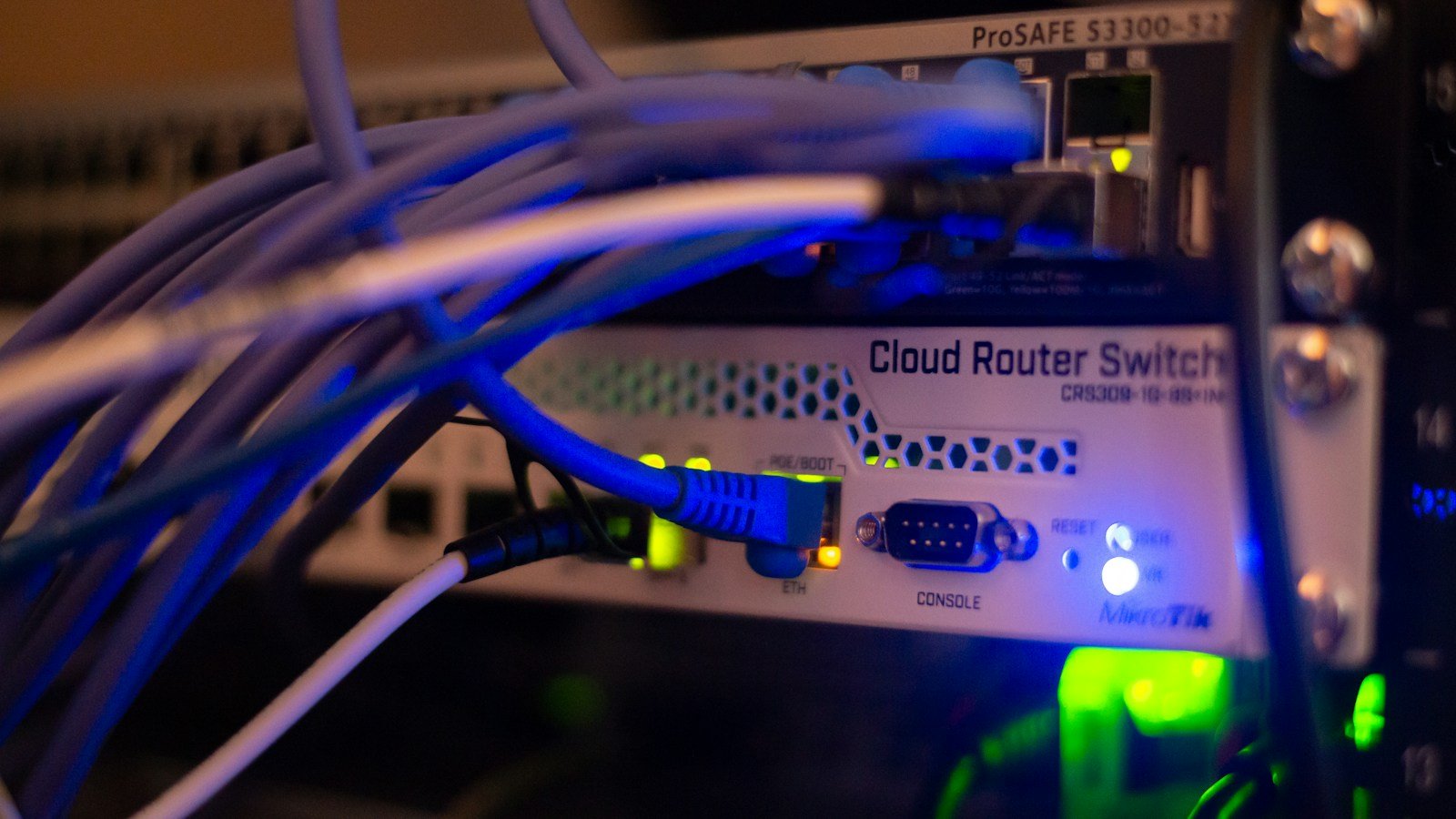 Network equipment and Ethernet cables illustrating the Google Gemini cybersecurity incident