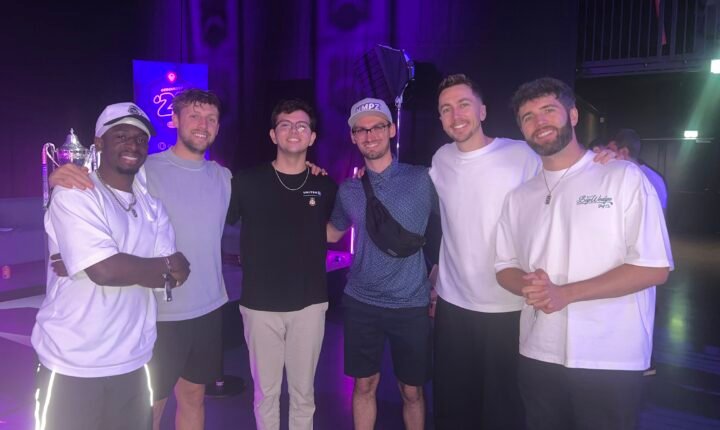 Sidemen members with giveaway winners at the 2025 GeoGuessr World Championship