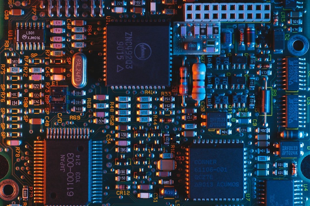 Close-up of a circuit board illustrating MediaTek Dimensity 9600 Pro smartphone chip technology