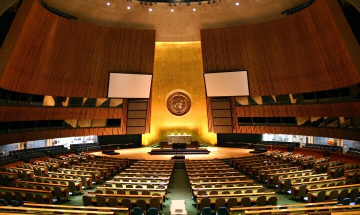 File photograph of the United Nations General Assembly hall in New York City