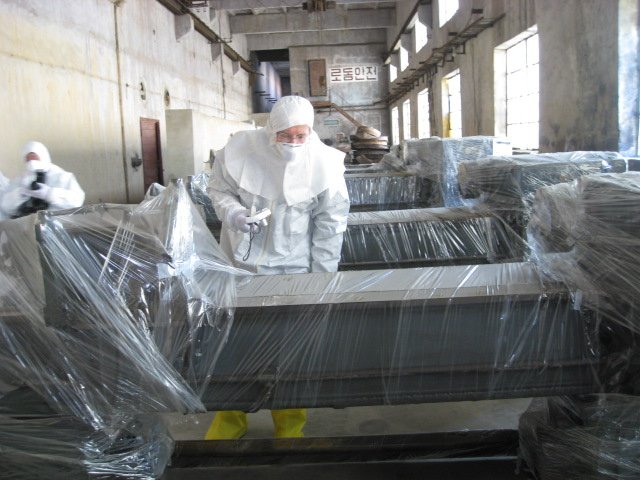 Inside the Yongbyon nuclear fuel fabrication facility in North Korea in February 2008