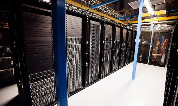 Data center servers, illustrating advanced artificial intelligence infrastructure