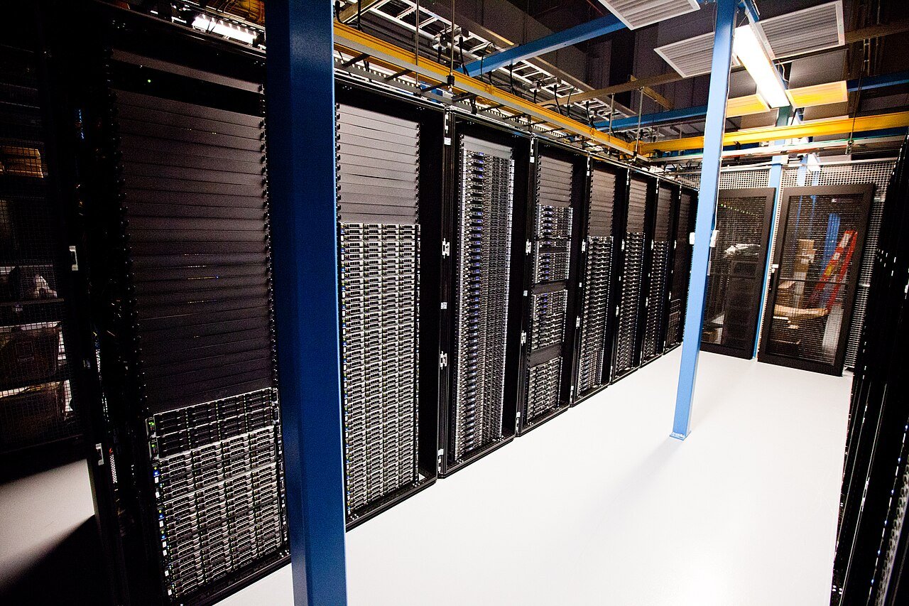 Data center servers, illustrating advanced artificial intelligence infrastructure