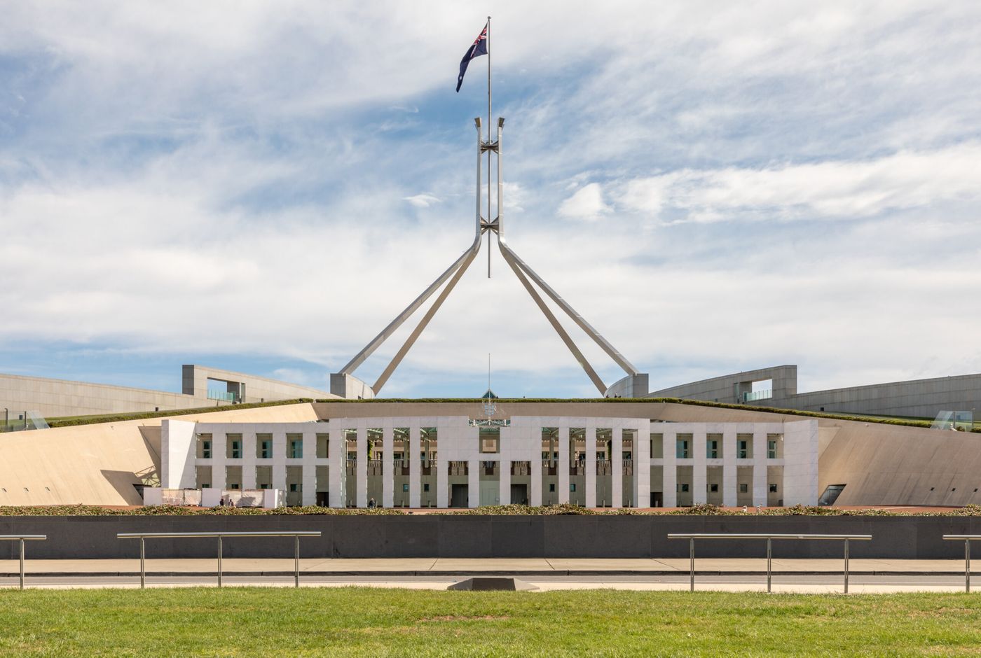 Australian Parliament House in Canberra seen across water on October 20, 2019