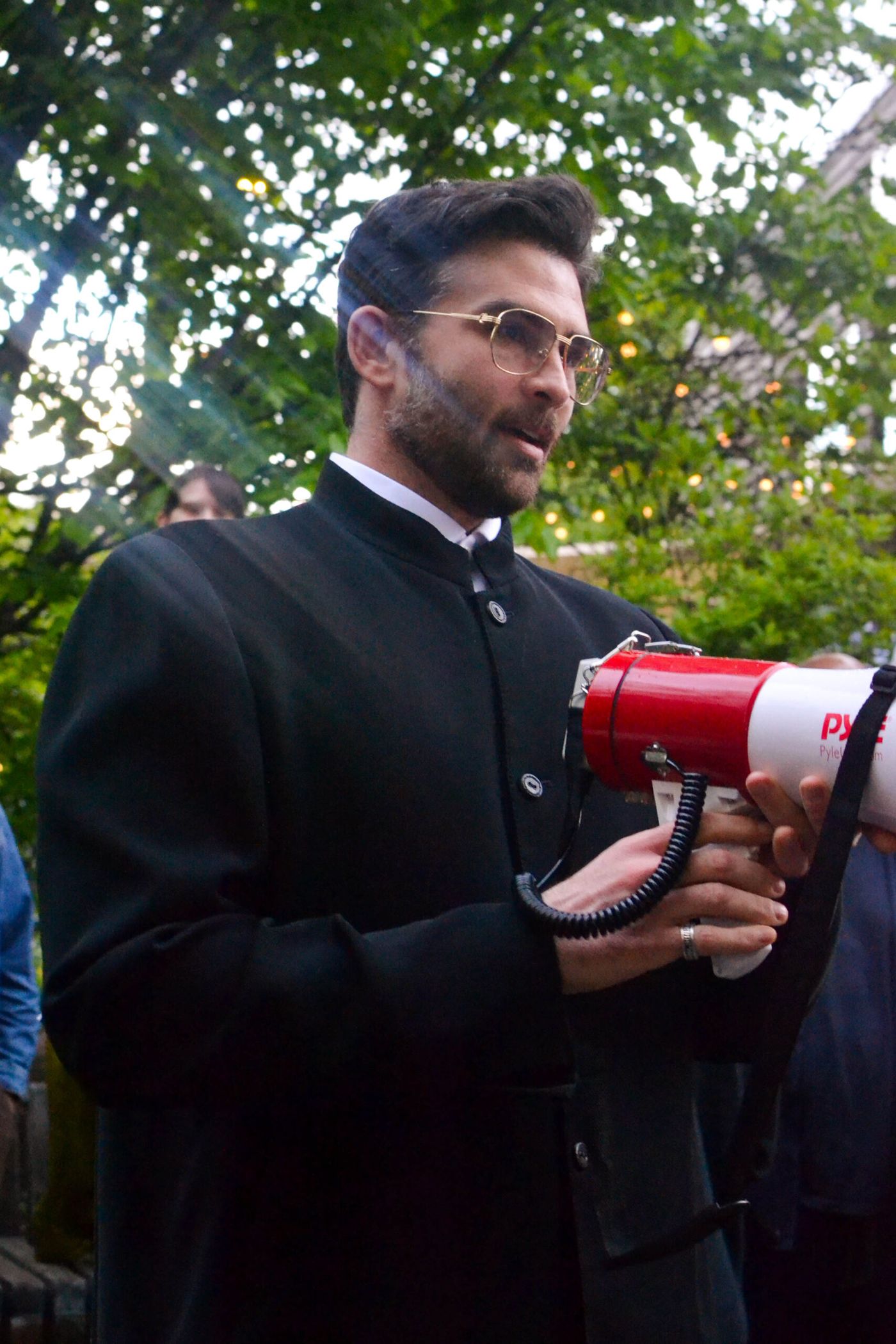 Hasan Piker speaking at a political rally in Philadelphia in April 2026