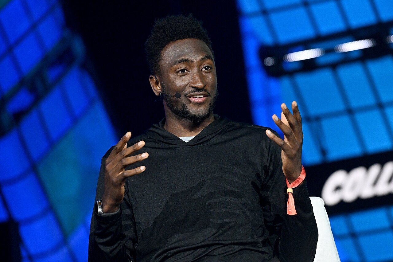 Marques Brownlee speaking on stage at Collision 2023 in Toronto