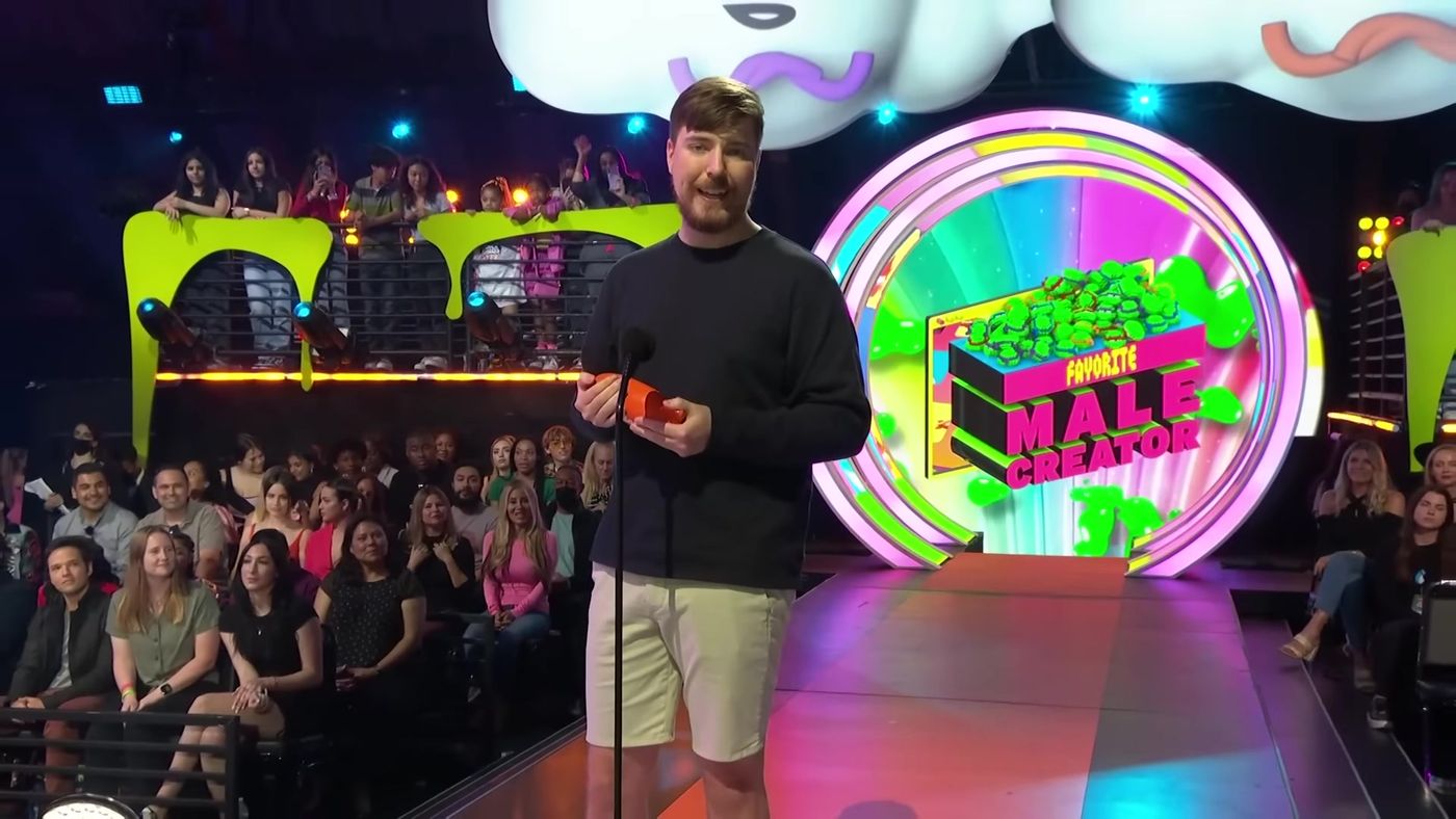 MrBeast at the Kids Choice Awards on April 9, 2022; archival image