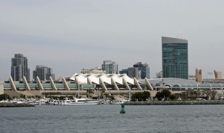 San Diego Convention Center viewed across the bay, photographed in March 2013