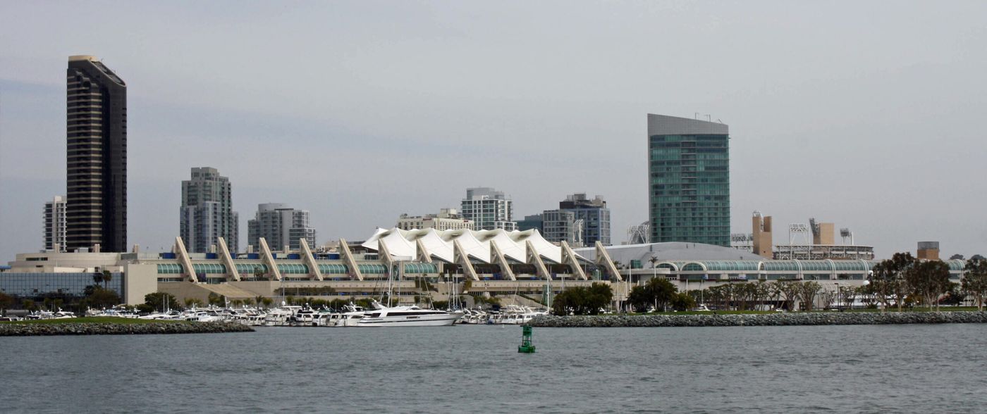 San Diego Convention Center viewed across the bay, photographed in March 2013
