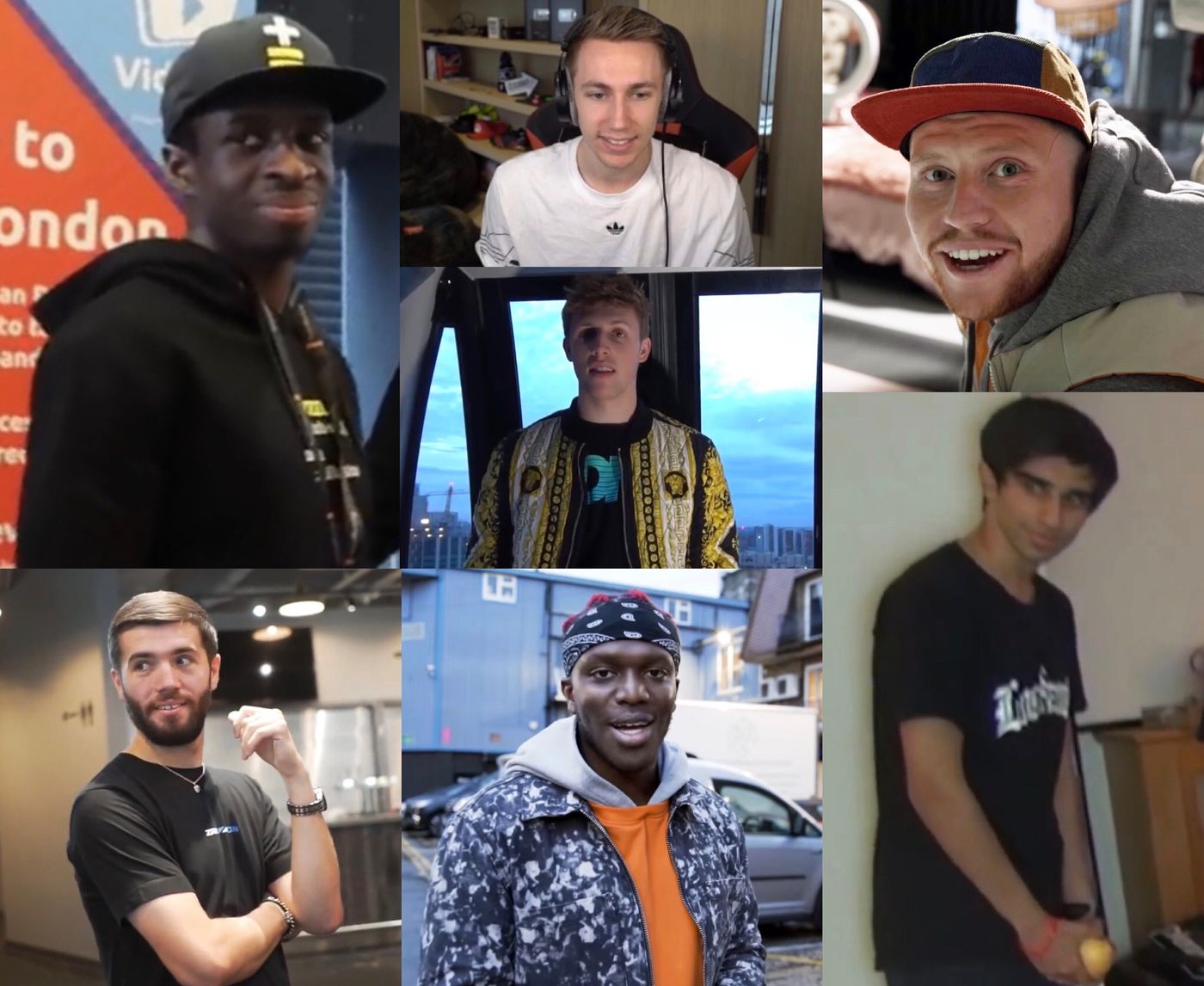 The seven Sidemen members shown in a licensed portrait collage
