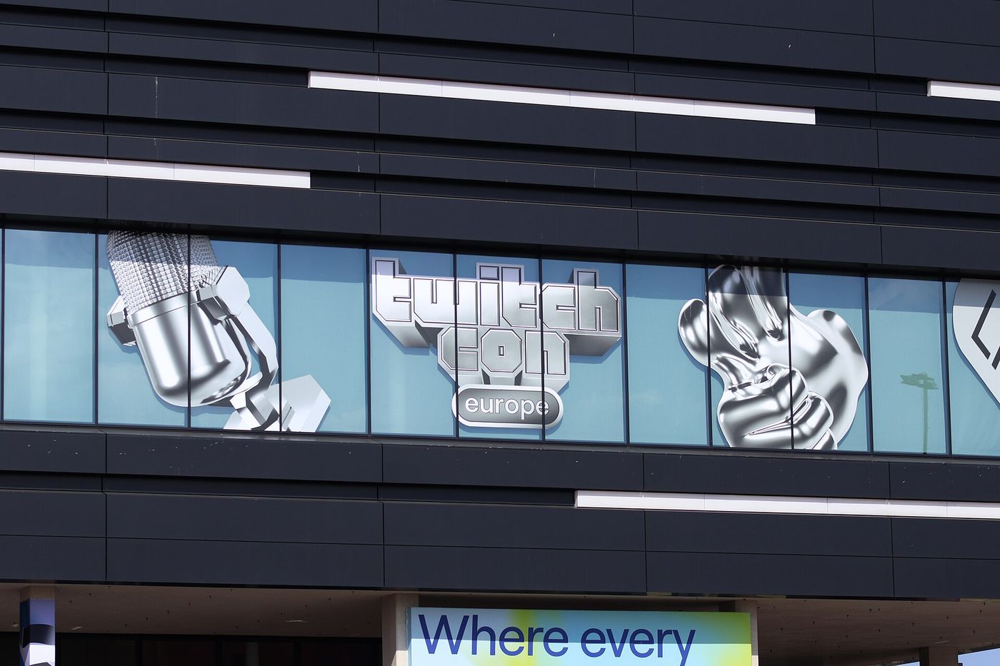 A TwitchCon Europe 2026 banner displayed at Rotterdam Ahoy