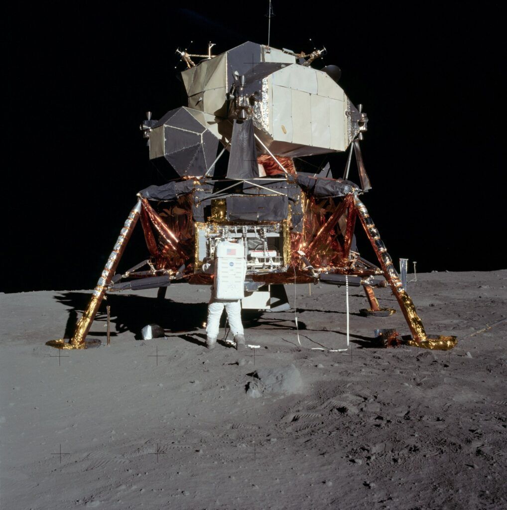 Apollo lunar module on the Moon, the kind of data used by the NASA and IBM lunar science model