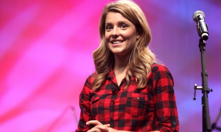 Grace Helbig on stage at VidCon 2012