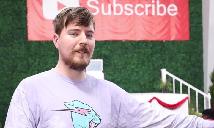 MrBeast on set in 2022, years before the MrBeast logo sketch auction