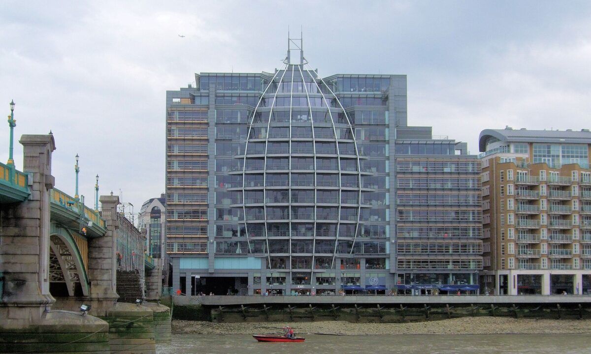 Riverside House, the Ofcom headquarters beside Southwark Bridge on the River Thames in London