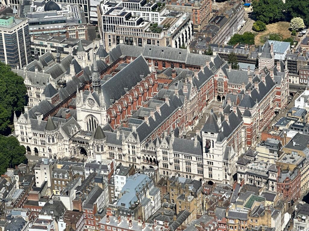 Royal Courts of Justice in London, where the High Court upheld the Ofcom data demands against Meta, TikTok and X