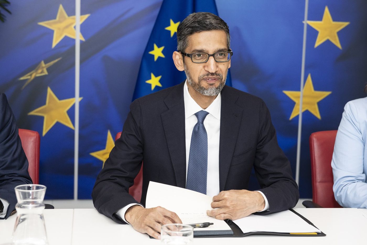 Sundar Pichai, CEO of Google and Alphabet, at a meeting in Brussels