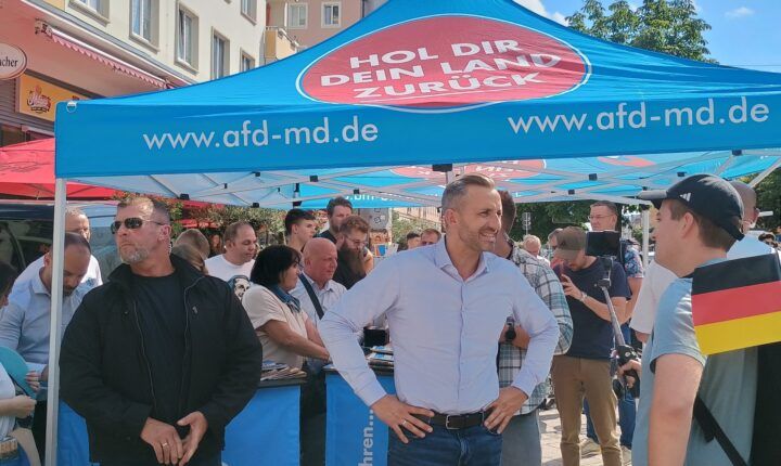 AfD lead candidate Ulrich Siegmund campaigning before the AfD Saxony-Anhalt election